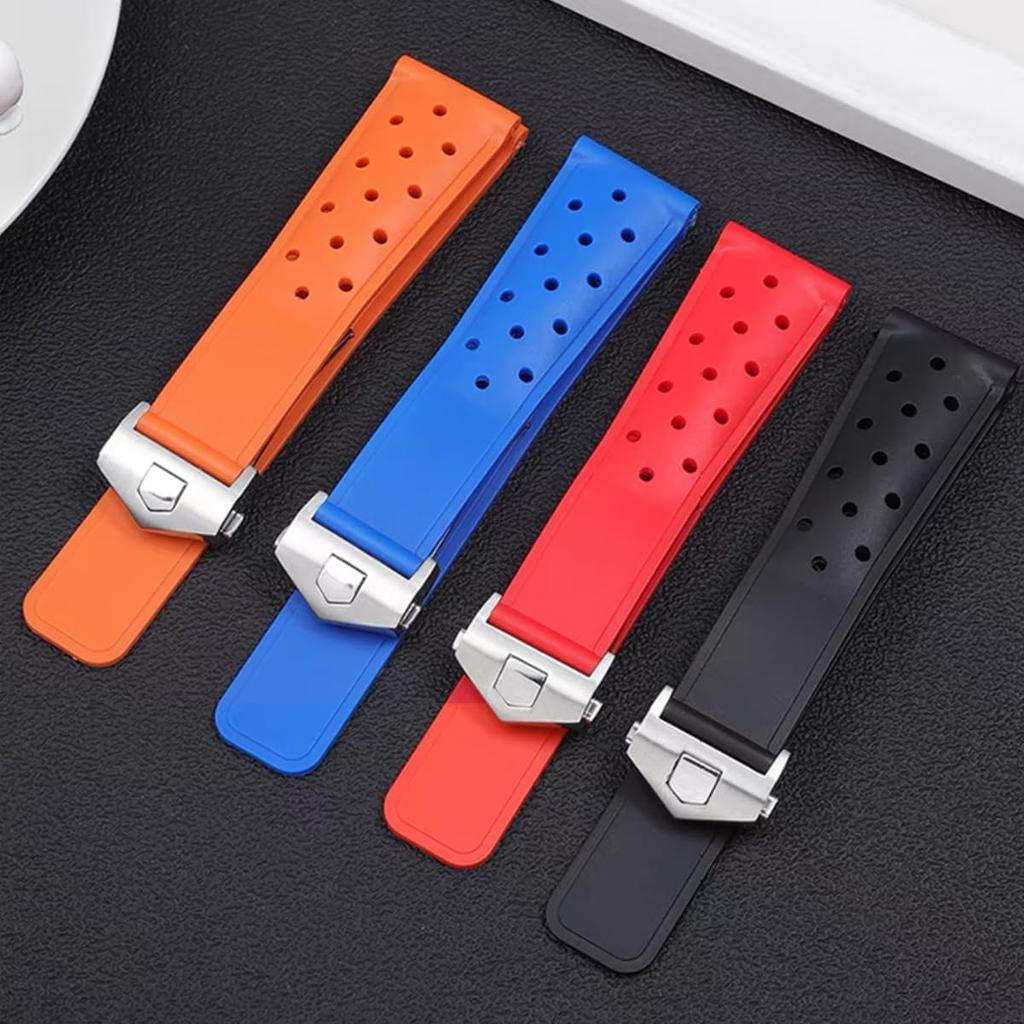 Watch Strap TAG HEUER Silicone Watch Band Watch Band 22mm Soft Silicone Rubber Belt Replacement Strap TAG HEUER Carrera Monaco Series Compatible