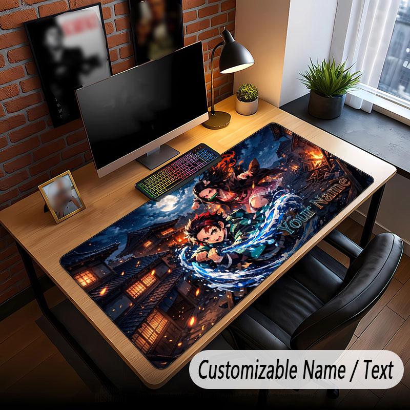 Custom Name Extended Mouse Pad,Demon Slayer Gaming Desk Mat For Home Office Desktop Decor
