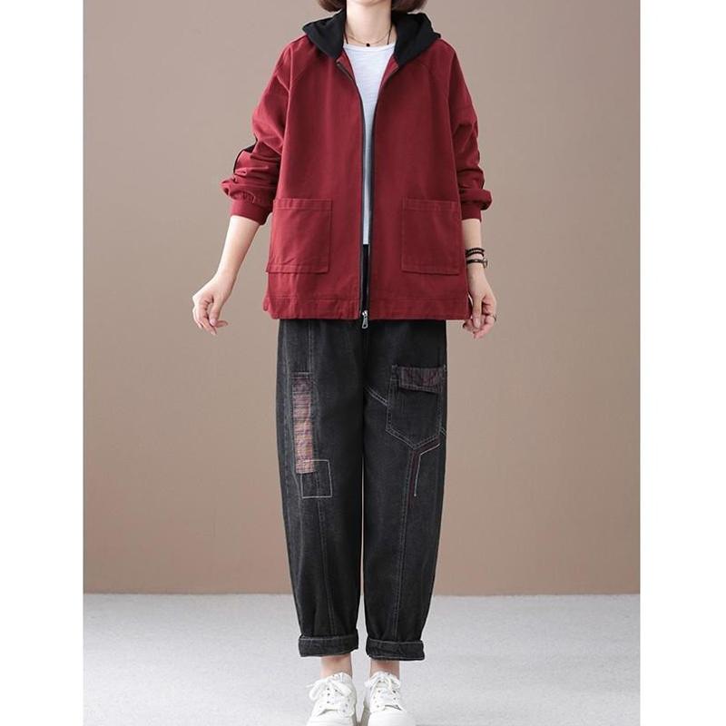 Spring and Autumn New Korean Version of Large Size Loose Meat Cartoon Print Hooded Ladies Casual Jacket