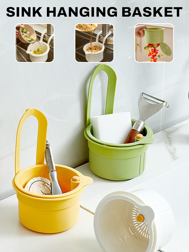 1 шт. Креативная подвесная корзина-сито для раковины, открывающаяся нижняя крышка, быстрое сливание, фильтр для кухонных отходов, многофункциональная, съемная