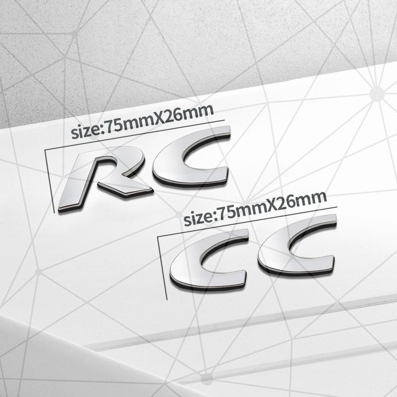 3D Auto Metal RC CC Badge Car Rear Trunk Emblem Sticker LOGO Decor For 208 206 308 307 107 407 2008 RCZ Racing Coupe Cabriolet
