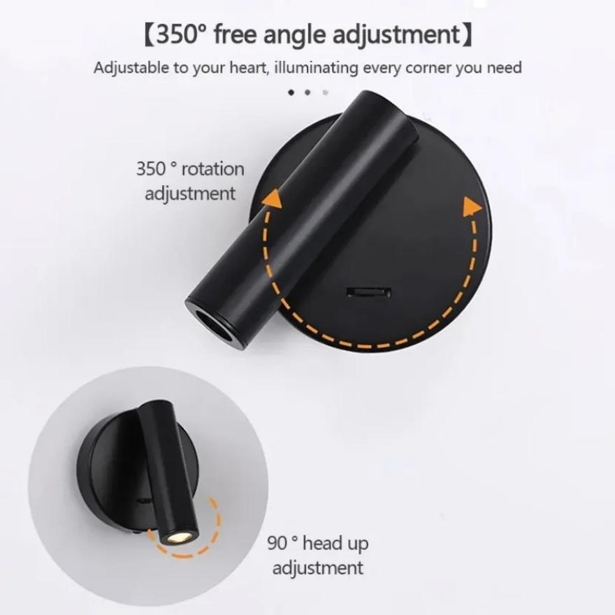 Creative LED Wall Lamp Adjustable Rotation At 350 Degrees Modern Minimalist Wall Lamp Living Room Corridor Bedside Reading Light