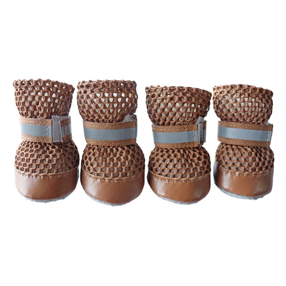 4pcs/set New Breathable Pet Dog Shoes Non-Slip Adjustable Puppy Shoes Lightweight Soft Sole Dog Boots Daily Walking