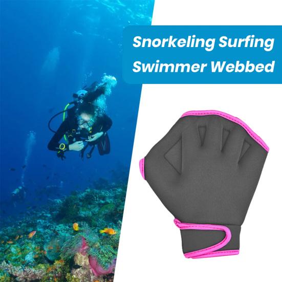 1 Pair Swimming Gloves Adjustable Men Women Aquatic Swim Training Glove Webbed Fitness Water Resistance Training Hand Fins Paddles Swimming Gear