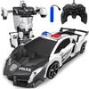 Huang Yem RC Car Toy Stunt Car Police Car Перезаряжаемый пульт дистанционного управления RC Car Model Car трансформируется в робота, оснащенного светодиодом, вращение на 360 градусов