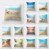 Summer Ocean Beach Scenery Print Pattern Cushion Cover Home Living Room Sofa Decoration Square Pillow Pillow Cover 40X40CM