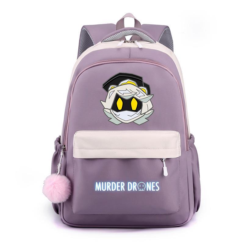 Murder Drones Backpack Teenager Daily Backpack Hot Anime High Capacity Rucksack Student Schoolbag Purple Bookbag Christmas Gift