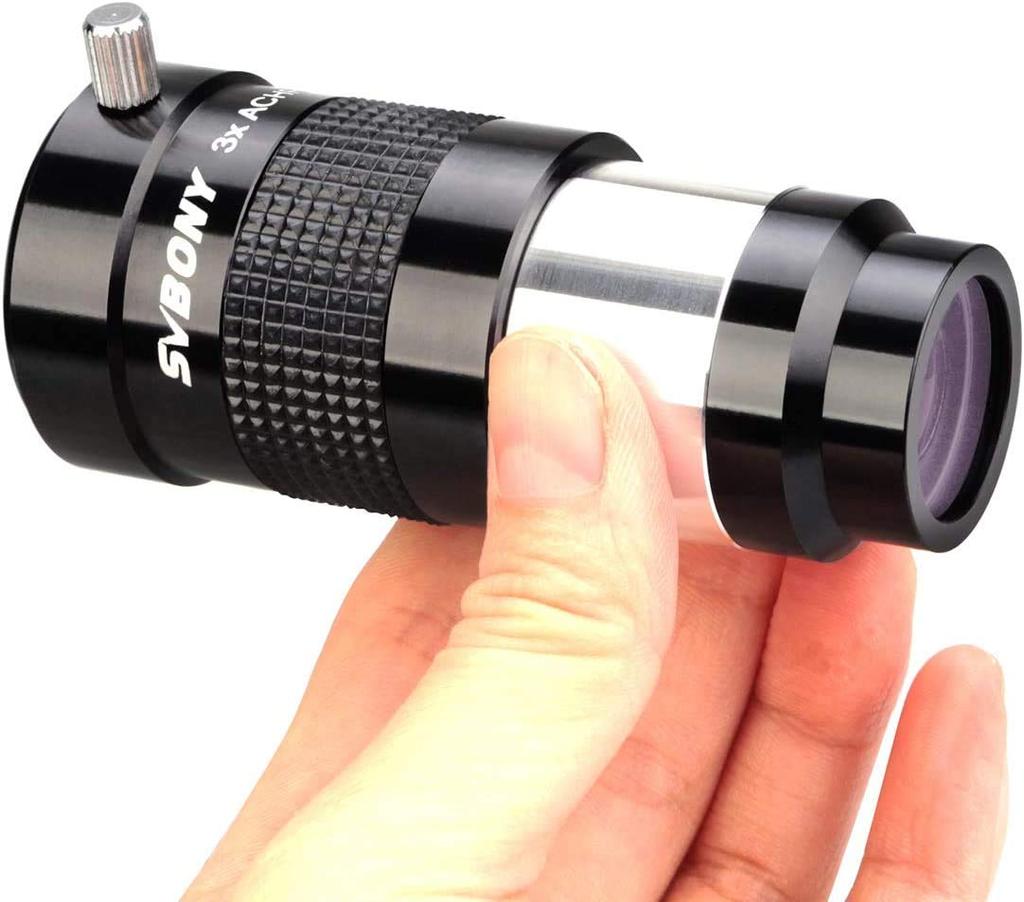 Svbony Barlow Lens Correction Lens 3x Chromatic Aberration Inch Diameter Multiplier Mirror Telescope Adapter for Astronomical Photography Black