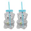 Yousheng Bear Glass Sippy Cup with Leak-Proof Lid Straw Cute Bear Glass Mug for Juice Milk Tea Smoothies Creative Bear-themed Drinkware