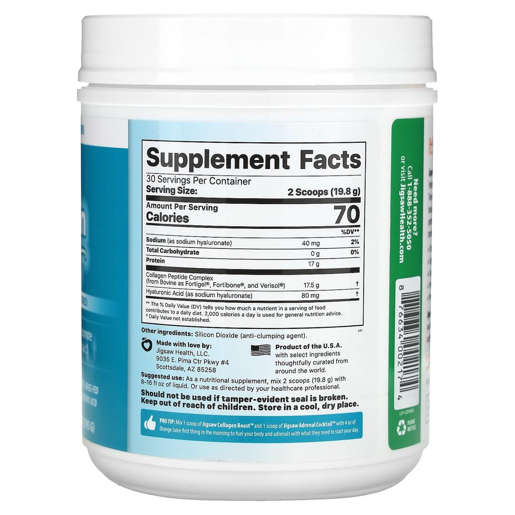 Jigsaw Health Collagen Boost, Unflavored, 21 Oz (595 G)