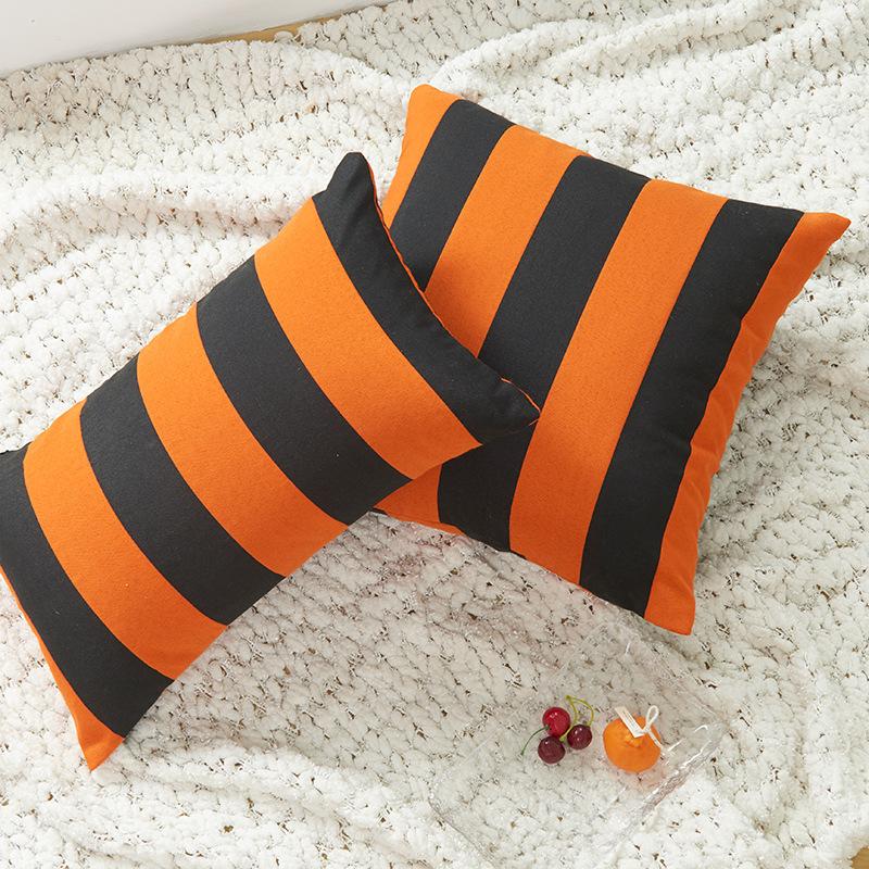 New Halloween Pillow Polyester Cotton Orange Black Plaid Pillow Cover Home Sofa Cushion Cushion Cover