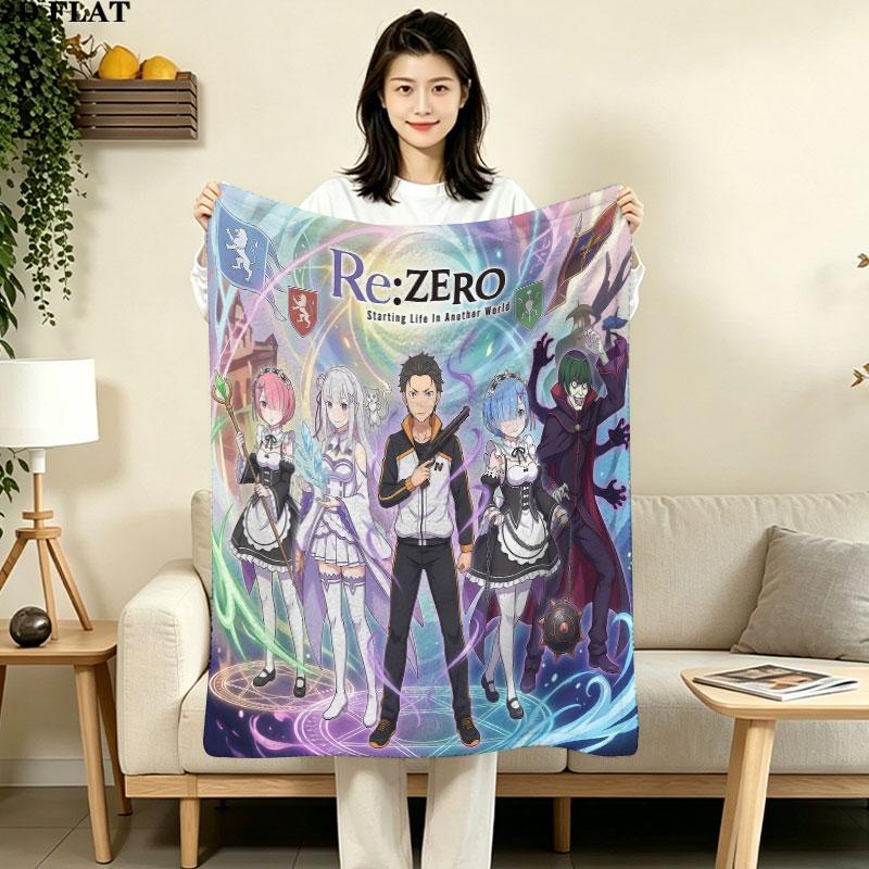 1PC Re Zero Patterned Flannel Blanket Suitable For All Seasons For Home Decor Warmth And Comfort Gifts Holiday Present