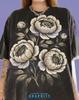 Floral Peonies Botanical Garden Retro Vintage Art Comfort Colors® Tshirt, Sparkling Glitter Black And White Flower Lover Elegant Tees