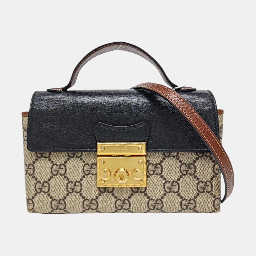 [Pre-Owned] Padlock Gold Tone Accessory Iconic Lock Detail Monogram Canvas And Leather Box Bag Crossbody Shoulder Tote Mini - Good #R9FMWN