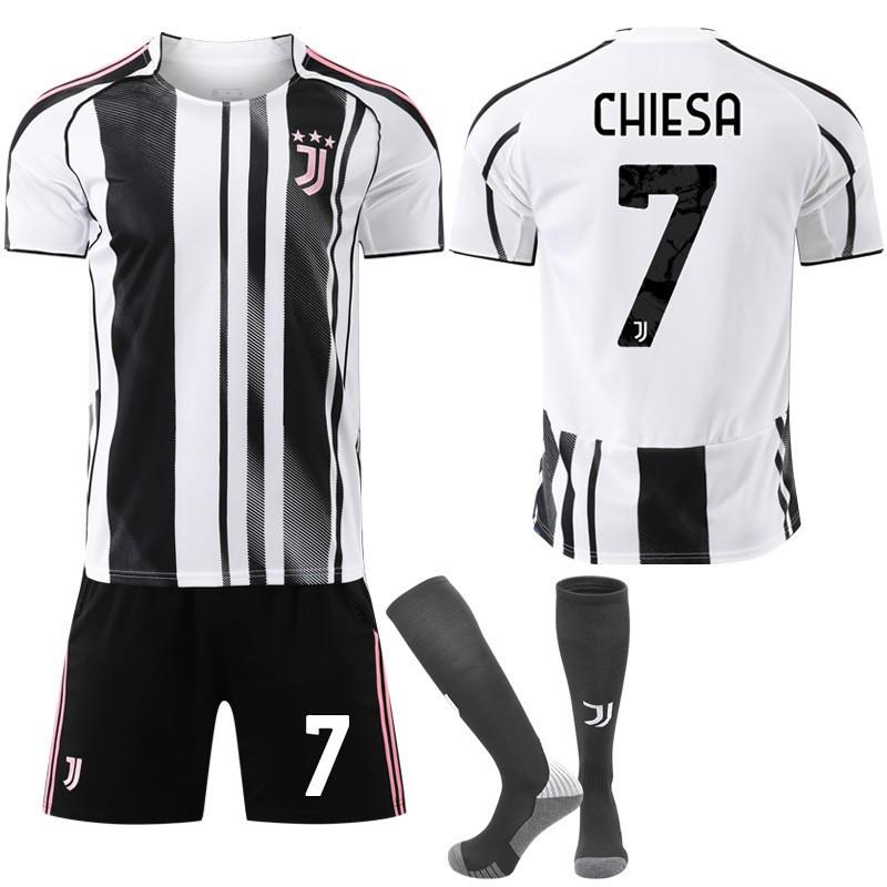 Juventus Home Jersey Set 2022-26 Season Chiesa 9 Hovic Black White Football Jacket Children's Edition