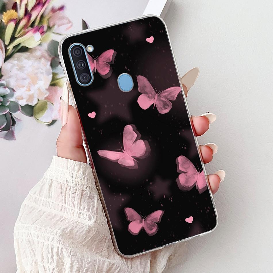 Чехол для телефона Samsung Galaxy A11 M11 Samsung A11 M11 A115F M115F Элегантный Цветочный Кот Раскрашенный Мягкий Силикон Прозрачный ТПУ Чехлы