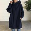 Fall Winter Hooded Jacket Zipper Closure Deawstring Hoodie Long Sleeves Loose Solid Color Warm Pockets Mid