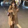 Ladies Coats Turndown Collar Single Row Cow Horn Button Midlength College Style Reduced Age Woolen Coat Women Clothing