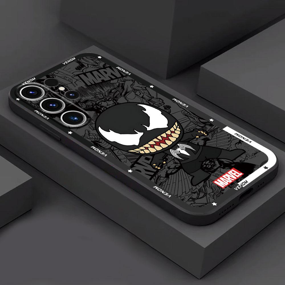 Чехол для телефона Samsung Galaxy S24 S22 Plus S23 S8 S9 S10e S20 FE S21 Ultra 5G S10 Marvel Spider Man Venom Черный Мягкий