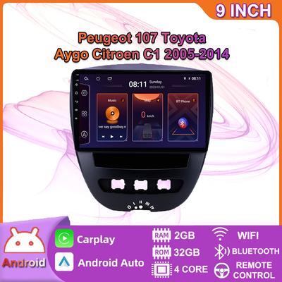Автомобильный мультимедийный плеер Android 2 Din для Peugeot 107 Toyota Aygo Citroen C1 2005-2014, головное устройство, стерео Carplay, GPS-навигация, BT, WIFI, 2 + 32 ГБ