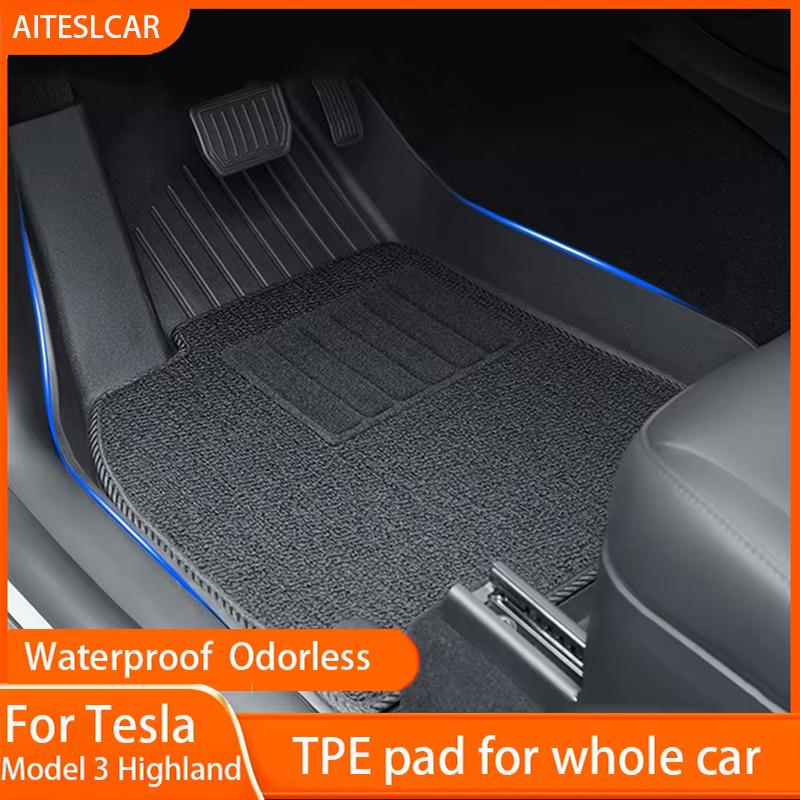 Для Tesla Для Новой Модели 3 2026-2024 TPE Highland Коврики в Салон Водонепроницаемые Противоскользящие Коврики Коврик в Багажник Коврики в Салон Аксессуар для Интерьера