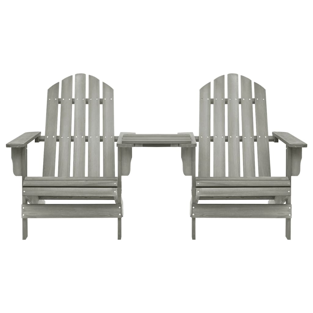 Adirondack Garden Chairs with Table Solid Pine Wood Gray