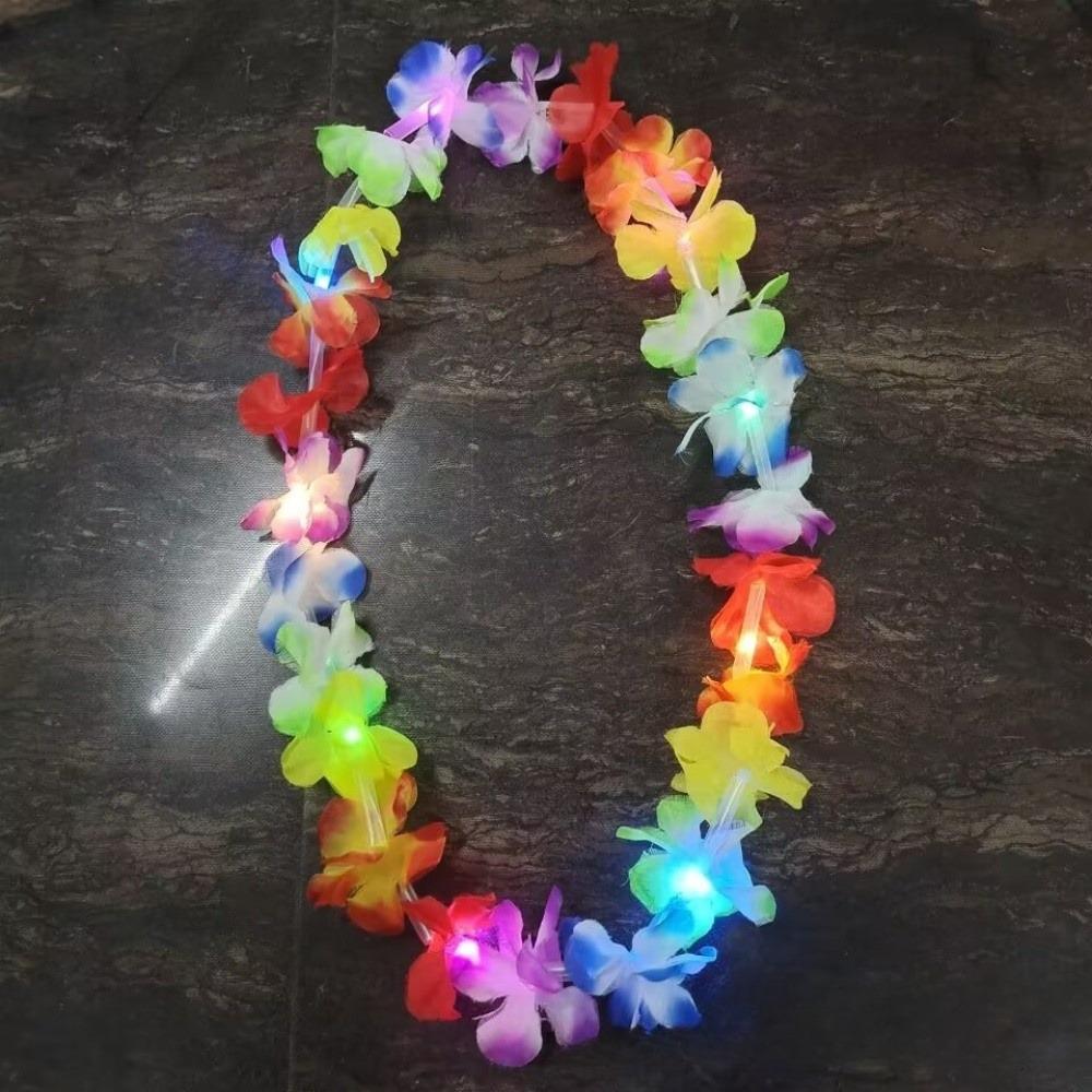Silk Petal LED Hawaii Leis Beach Accessories Glow Necklace Light Up Lei Event Decoration