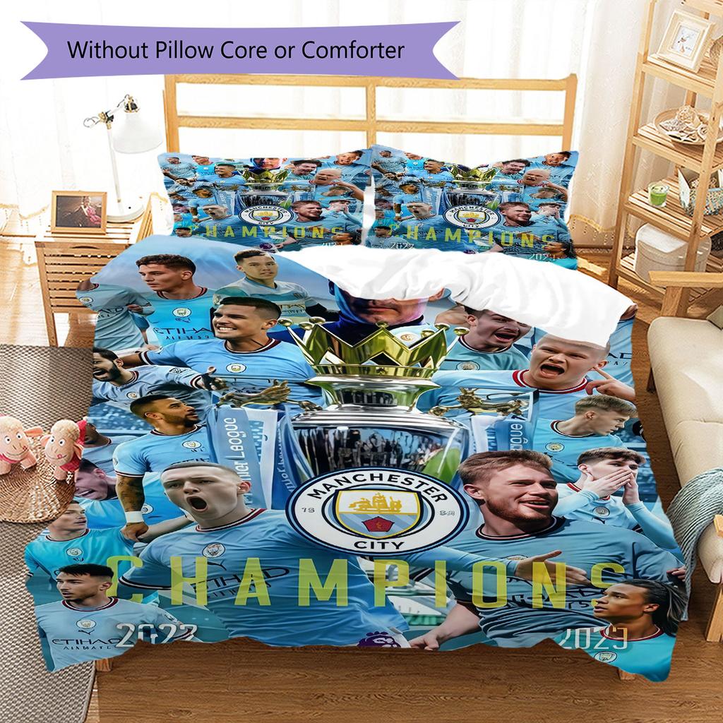 Rare MCFC Collects Bedding Quilt Set Quilt Cover Pillowcase Home Decoration Birthday Gift (1 * duvet cover + 2 * pillowcase, without core)