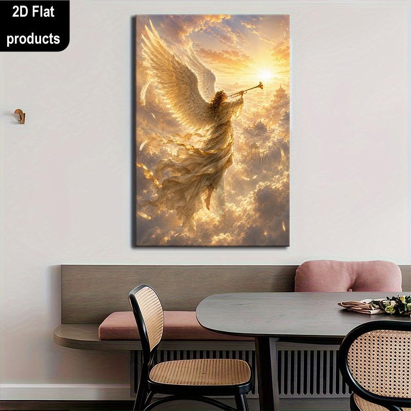 Canvas Angel Blowing Trumpet Poster - Suitable for Home Decor,  Canvas Print, Angel Trumpet for Christmas Gift