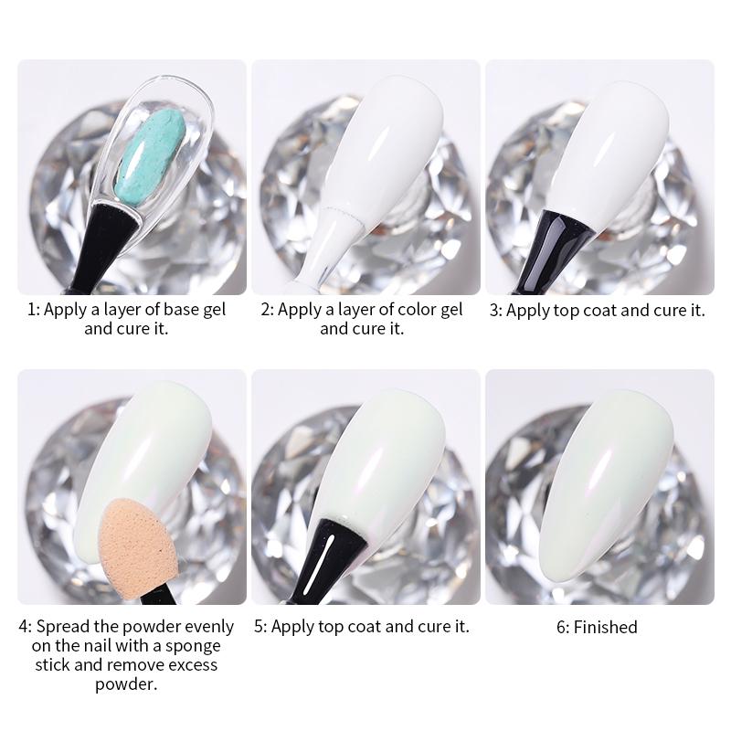 Shell Pearl Nail Powder Pigment White Rubbing on Nail Glitter Dust Aurora Manicure Nail Art Decoration
