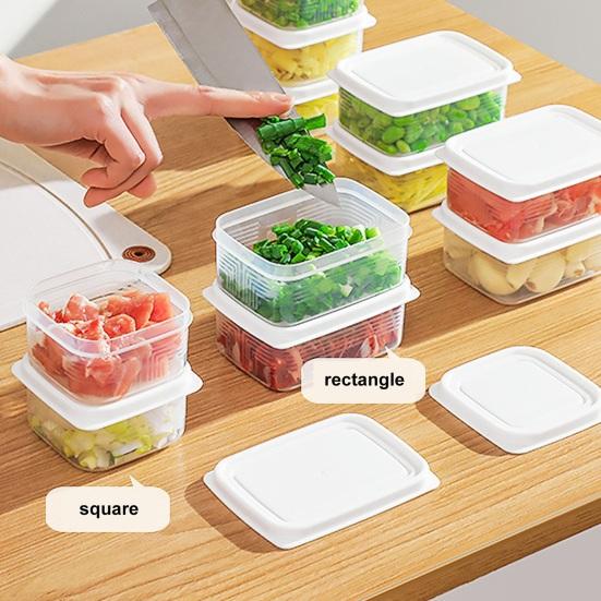 2Pcs Food Storage Container with Cover Fresh-keeping PP Material Useful Stackable Fridge Box Home Supply