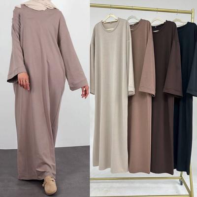 Скромное платье Внутренние платья Мусульманские женщины Дубай Абая Ид Рамадан Исламская одежда Турция Арабский халат