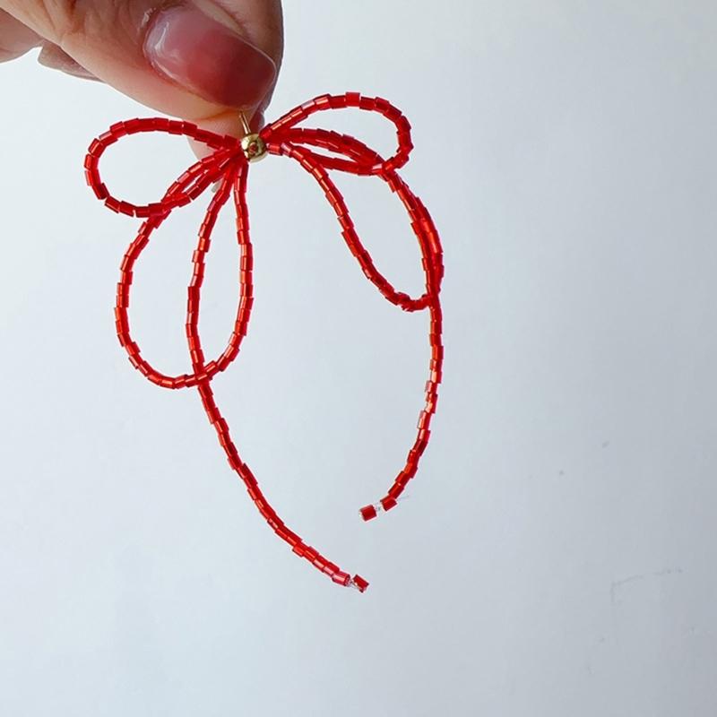 Изысканные Серьги-подвески с Бантом из Бусин Простые Серьги-подвески Модные Серьги-подвески с Кисточками Бижутерия Маленькие Серьги-кольца