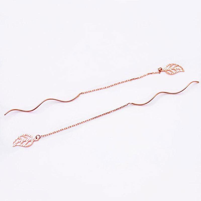 Women'S Leaf Earline Rose Gold Plated Fashion Trend Temperament Purple Gold Color Gold Ear Jewelry