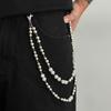 Хип-хоп цепочка для брюк Имитация жемчуга Цепочка для джинсов Модная цепочка для ключей с бисером и стразами Мужская