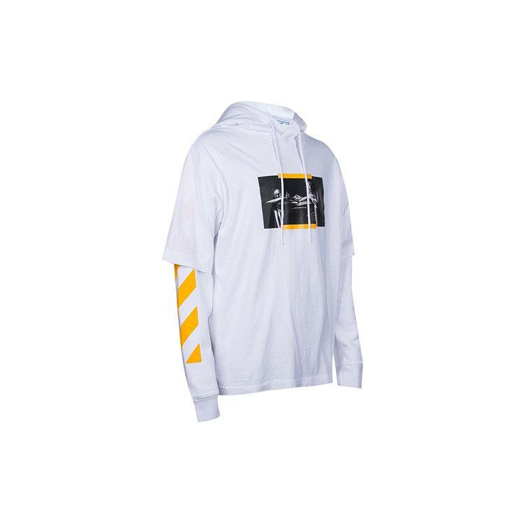 OFF WHITE Улица Караваджо. Худи с капюшоном Jerome Writing Layered Hoodie OMBB087F21FLE0060184