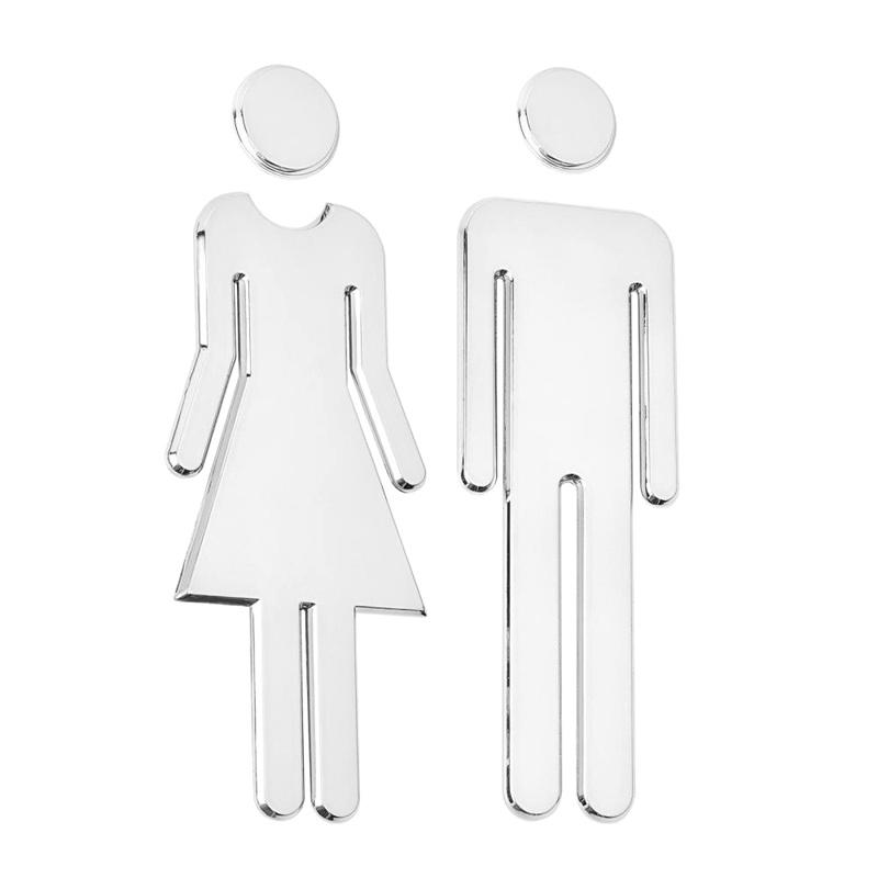 3D Сделай сам Женщина Мужчина Табличка на дверь туалета Ванная комната Туалет WC Табличка на дверь туалета Наклейка на стену Декор Съемный Логотип