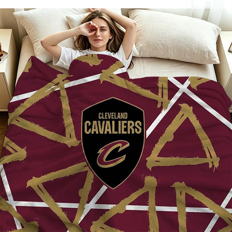 Cleveland Cavaliers Print Flannel Blanket High Quality Warm Comfortable Cover for All Seasons Perfect for Gifts Home Decor