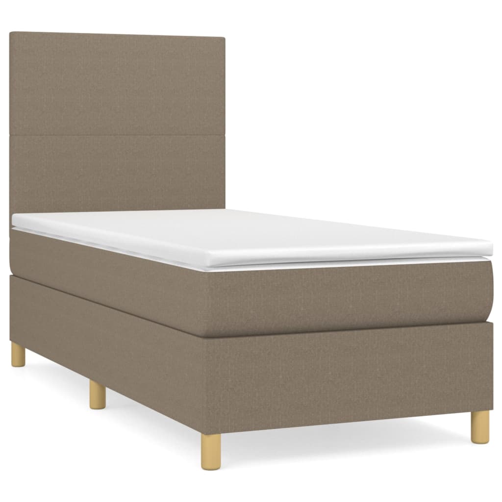 Vidaxl Континентальная кровать с матрасом, цвет тауп, ткань, 90x200 см