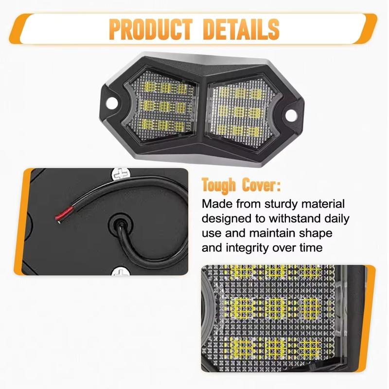 4PC 18LED Car LED Rock Light 12V 24V LED Underbody Light for Vehicle Off-Road Van Lorry RV Atmosphere Light Warning Signal Lamp