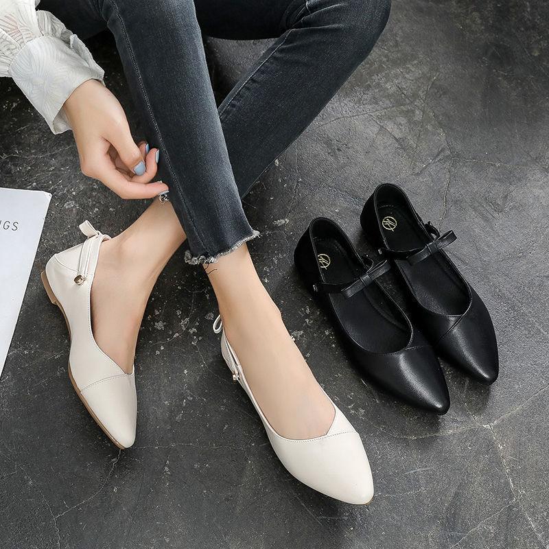 WTEMPO Женские туфли из мягкой кожи на универсальной мягкой подошве и бантами с острым носком. Однотонные удобные элегантные и модные туфли на плоской подошве.