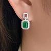 Huitan New Trendy Green Dangle Earrings Square Cubic Zirconia Fashion Elegant Lady's Earrings Wedding Party Women Luxury Jewelry