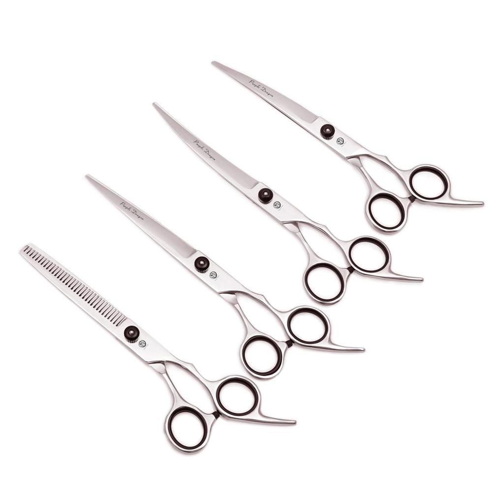 7'' Профессиональные ножницы для стрижки собак Парикмахерские ножницы Изогнутые филировочные ножницы Кот Питомец Салон Парикмахерская Японская сталь Z4001