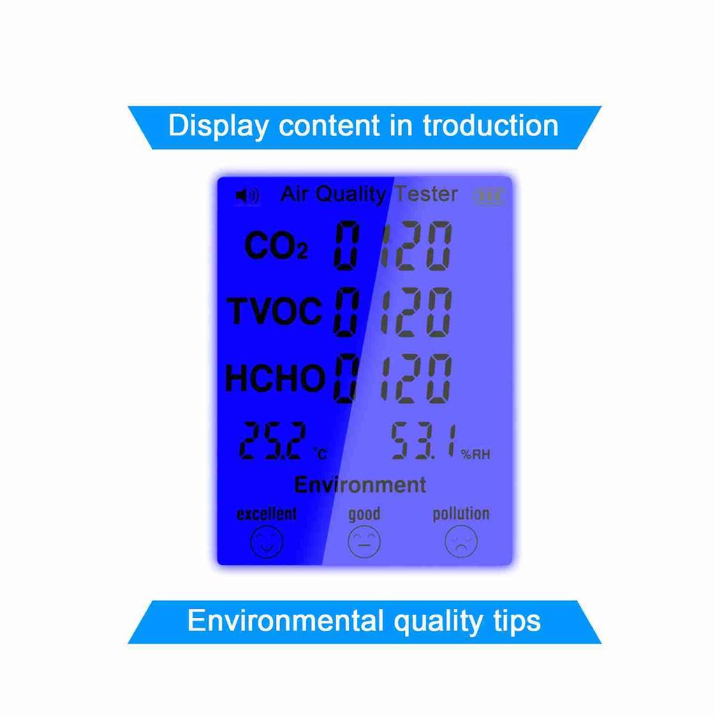 Портативный 5-в-1 Измеритель качества воздуха CO2 TVOC HCHO Многофункциональный Тестер качества воздуха Измеритель температуры и влажности Прибор для мониторинга