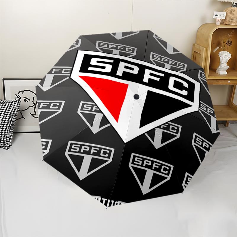 Автоматический зонт с принтом логотипа São Paulo FC, 8 спиц, железный каркас, пластиковая ручка, подходит для путешествий на открытом воздухе и на каждый день, идеальный подарок