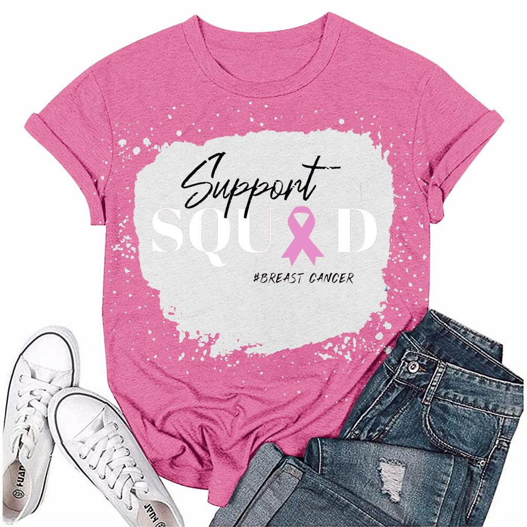 Women's Breast Ribbon Printed Casual Short Sleeve