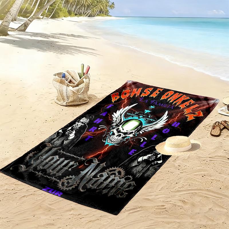 Name Custom Böhse Onkelz Poster Print Beach Towel, Large Soft Quick Dry Towel for Beach Camping Swimming