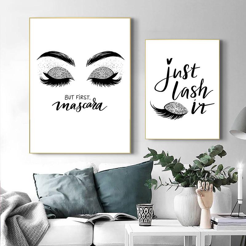 Красивые ресницы с принтами, иллюстрация для макияжа, красота, постер, декор, художественная картина на холсте, спа-салон, студия, Настенный декор HD3118