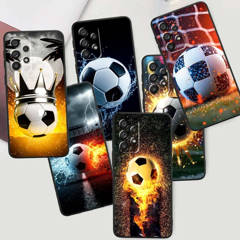 Модный футбольный классный чехол для телефона For Samsung A73 A72 A71 A55 A54 A53 A52 A51 A13 A22 A16 A15 A12 A14 A26 A07 5G Черный