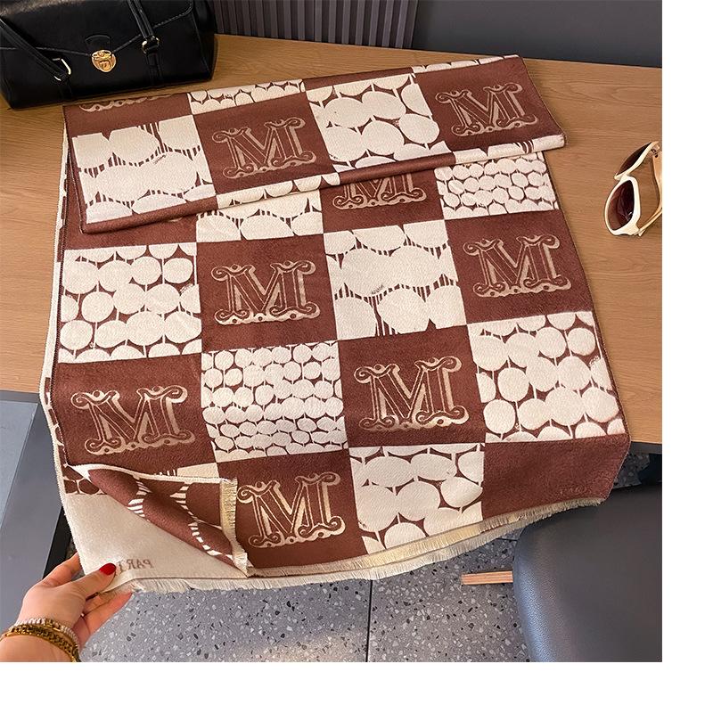 Checkered Double-Sided Thermal Scarf, Women'S Air Conditioner Shawl, And Neck Scarf